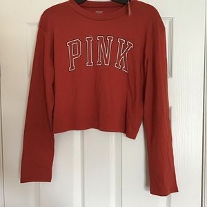 Pink Victoria’s Secret semi crop top shirt long sleeves